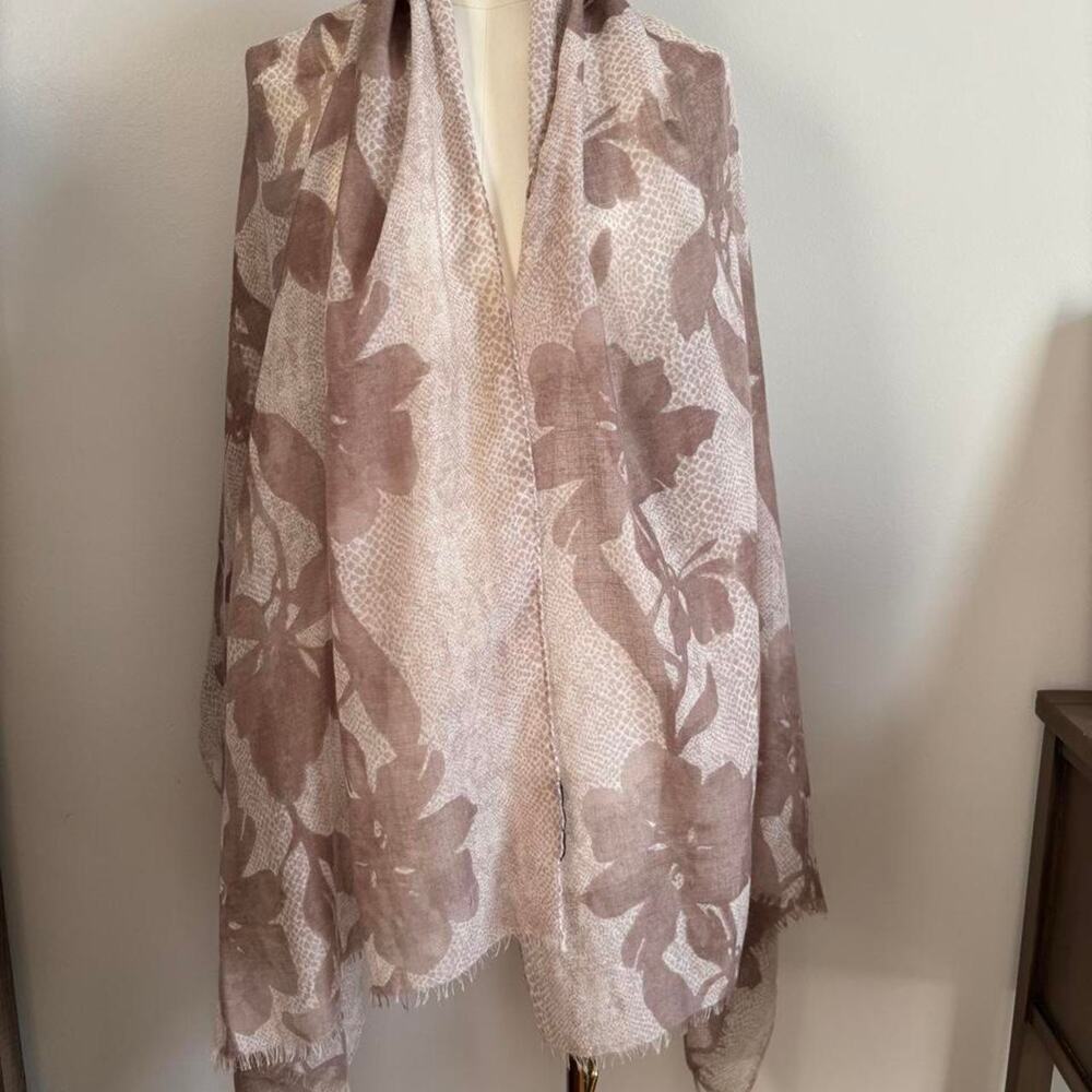 Banana Republic Taupe Floral Print Scarf